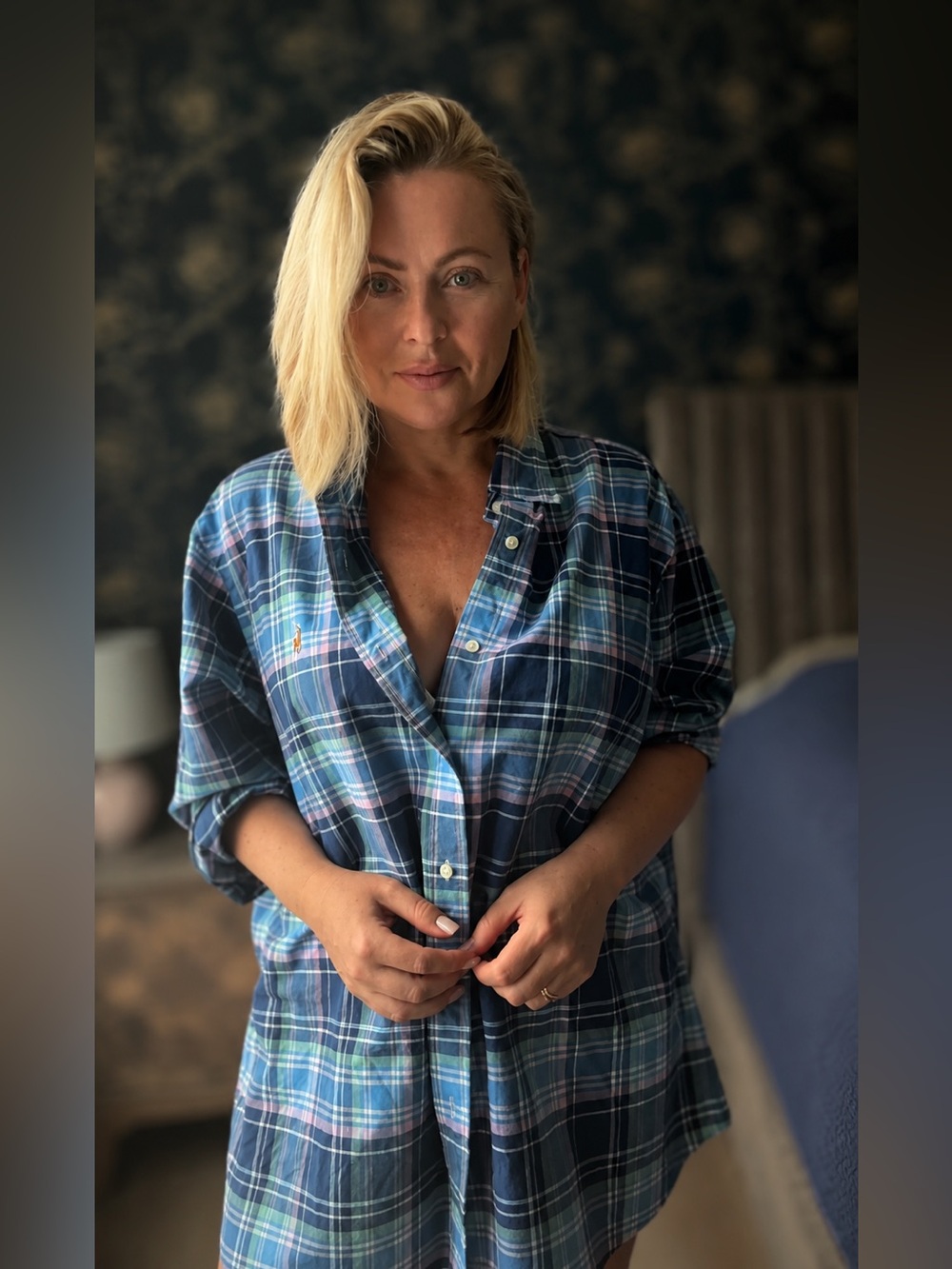 Vintage Ralph Lauren Blue Plaid Button-Down Shirt Women’s Oversized | Men’s XXL - Picture 1 of 5